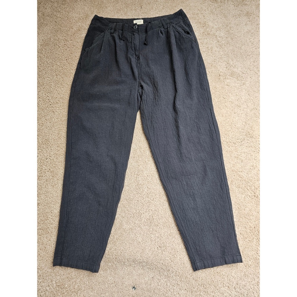 Poetry Gray Textured Cotton Tapered Trousers Pants US 8 UX24